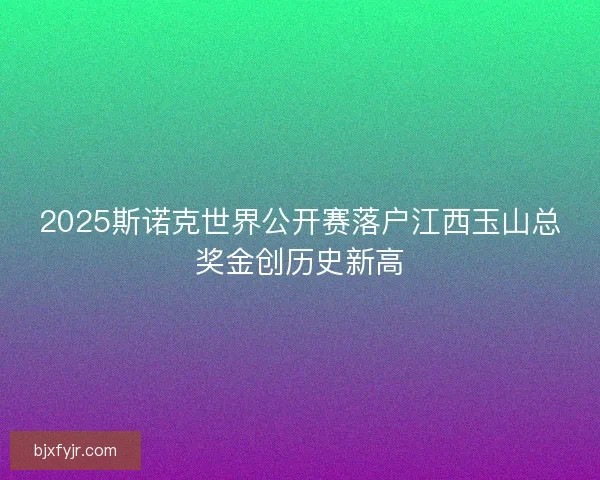 2025斯诺克世界公开赛落户江西玉山总奖金创历史新高